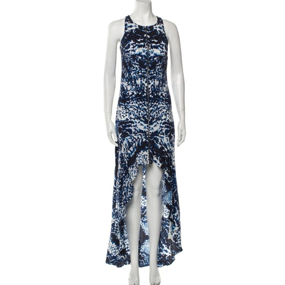 INTERMIX Blue Printed Asymmetrical High-Low Maxi Dress